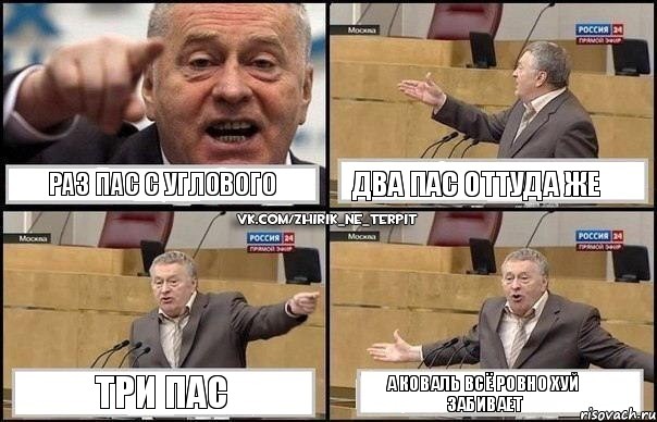 Раз пас с углового два пас оттуда же три пас а Коваль всё ровно хуй забивает, Комикс Жириновский