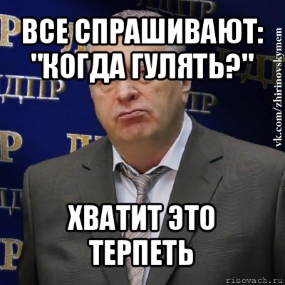 все спрашивают: "когда гулять?" хватит это терпеть, Мем Хватит это терпеть (Жириновский)