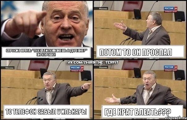 Спросил Крата: " Поехали поможешь в деревне?" Он-Хорошо! Потом то он проспал то телефон забыл у Ильнары Где Крат блеать???, Комикс Жириновский