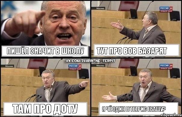 Пишёл значит в школу Тут про вов базарят Там про доту Я чё один в тетрис ебашу?, Комикс Жириновский