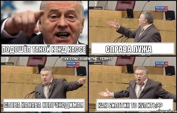 Подошёл такой к жд кассе Справа лужа Слева канава непроходимая Как билетик то купить??, Комикс Жириновский