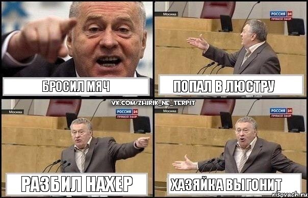 Бросил мяч Попал в люстру разбил нахер хазяйка выгонит, Комикс Жириновский