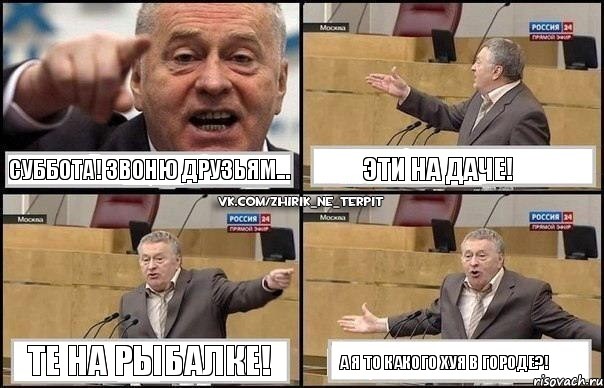 Суббота! Звоню друзьям... Эти на даче! Те на рыбалке! а я то какого хуя в городе?!, Комикс Жириновский