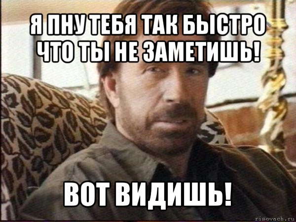 я пну тебя так быстро что ты не заметишь! вот видишь!, Мем чак норрис