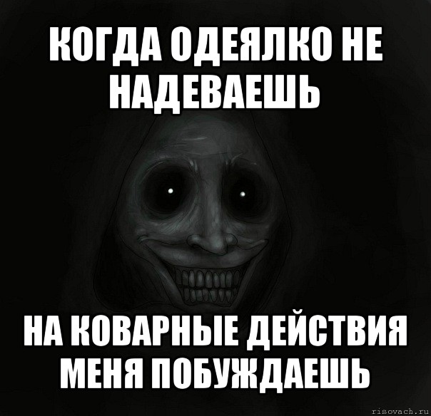 когда одеялко не надеваешь на коварные действия
меня побуждаешь, Мем Ночной гость