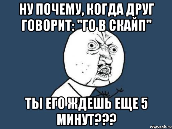 ну почему, когда друг говорит: "го в скайп" ты его ждешь еще 5 минут???, Мем Ну почему