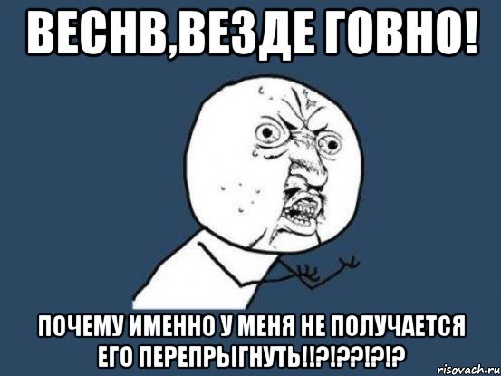 веснв,везде говно! почему именно у меня не получается его перепрыгнуть!!?!??!?!?, Мем Ну почему