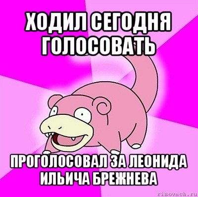 ходил сегодня голосовать проголосовал за леонида ильича брежнева, Мем слоупок