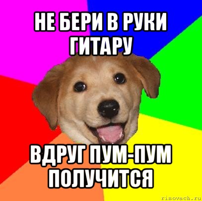 не бери в руки гитару вдруг пум-пум получится, Мем Advice Dog