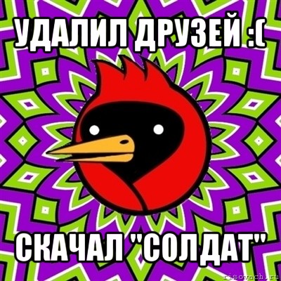 удалил друзей :( скачал "солдат", Мем Омская птица