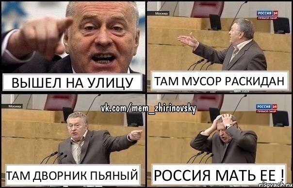 Вышел на улицу Там мусор раскидан там дворник пьяный Россия мать ее !, Комикс Жирик