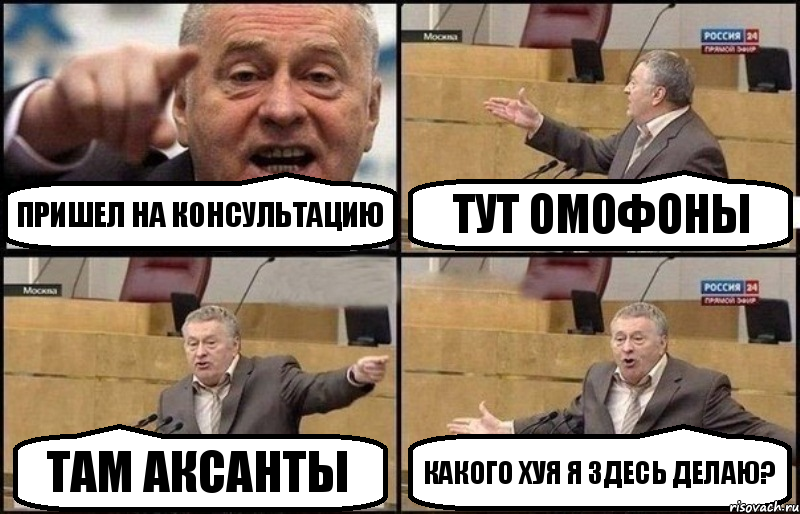 Пришел на консультацию Тут омофоны там аксанты Какого хуя я здесь делаю?, Комикс Жириновский