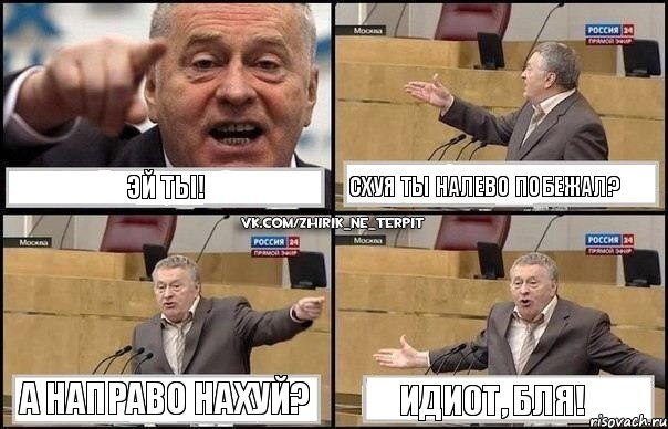 Эй ты! Схуя ты налево побежал? А направо нахуй? Идиот, бля!, Комикс Жириновский