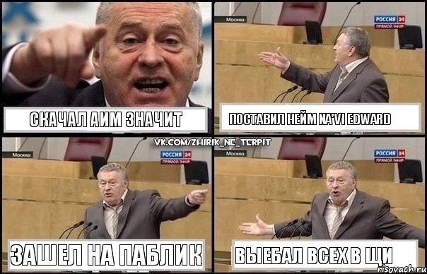 Скачал АИМ значит Поставил нейм Na'Vi Edward Зашел на паблик Выебал всех в щи, Комикс Жириновский