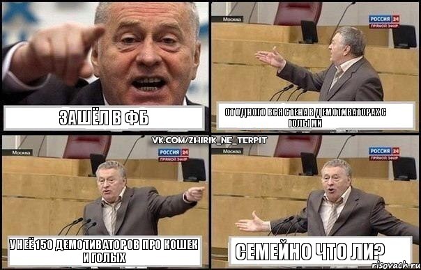 зашёл в фб от одного вся стена в демотиваторах с голыми у неё 150 демотиваторов про кошек и голых семейно что ли?, Комикс Жириновский