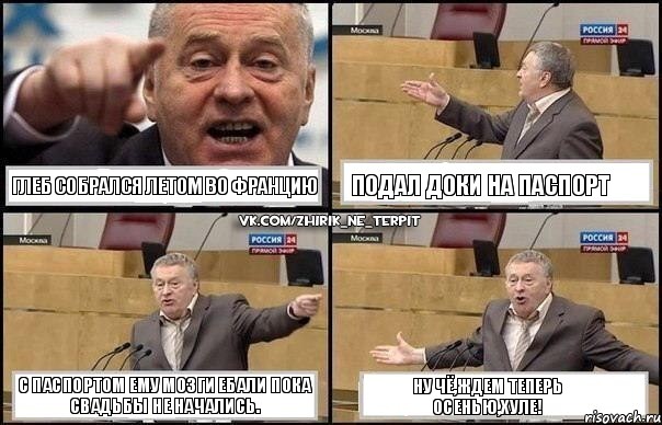 Глеб собрался летом во Францию Подал доки на паспорт С паспортом ему мозги ебали пока свадьбы не начались. Ну чё,ждем теперь осенью,хуле!, Комикс Жириновский