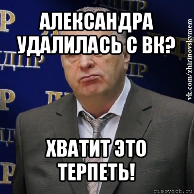 александра удалилась с вк? хватит это терпеть!, Мем Хватит это терпеть (Жириновский)