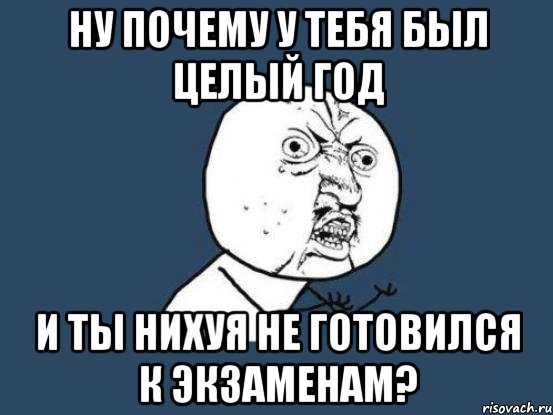 ну почему у тебя был целый год и ты нихуя не готовился к экзаменам?, Мем Ну почему