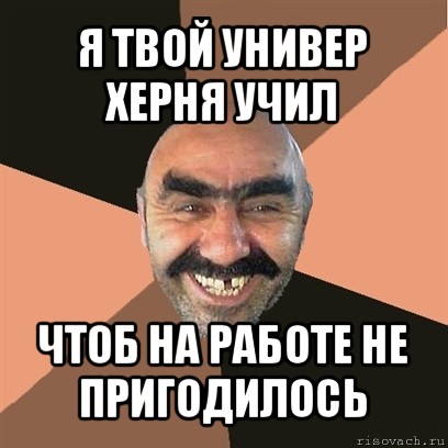 я твой универ херня учил чтоб на работе не пригодилось, Мем Я твой дом труба шатал