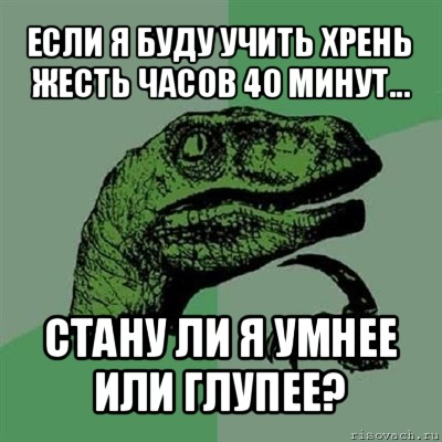 если я буду учить хрень жесть часов 40 минут... стану ли я умнее или глупее?, Мем Филосораптор