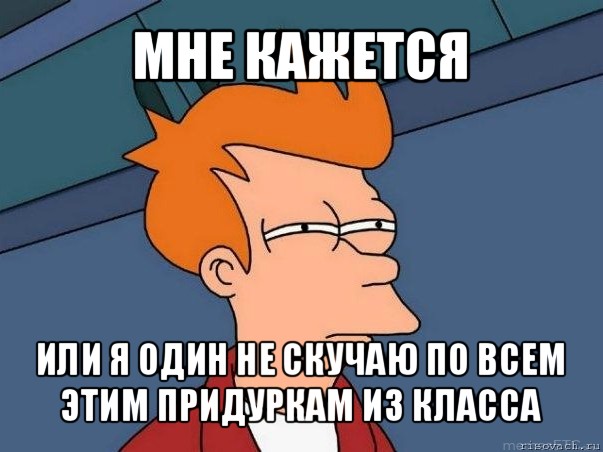 мне кажется или я один не скучаю по всем этим придуркам из класса, Мем  Фрай (мне кажется или)