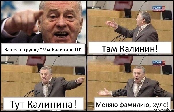 Зашёл в группу "Мы Калинины!!!" Там Калинин! Тут Калинина! Меняю фамилию, хуле!, Комикс Жириновский