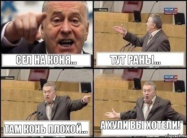 Сел на коня... Тут раны... Там конь плохой... А хули вы хотели!, Комикс Жириновский