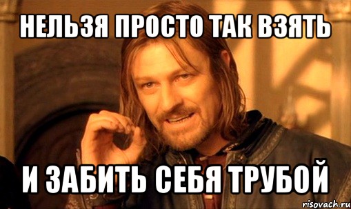 нельзя просто так взять и забить себя трубой, Мем Нельзя просто так взять и (Боромир мем)