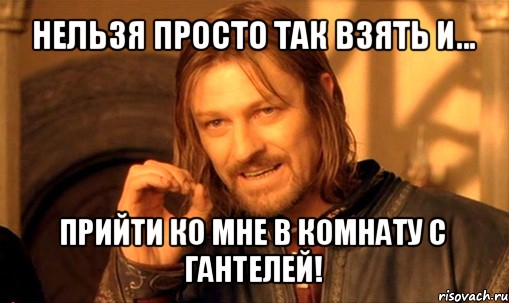 нельзя просто так взять и... прийти ко мне в комнату с гантелей!, Мем Нельзя просто так взять и (Боромир мем)