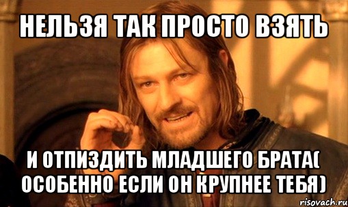 нельзя так просто взять и отпиздить младшего брата( особенно если он крупнее тебя), Мем Нельзя просто так взять и (Боромир мем)