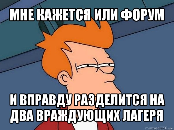 мне кажется или форум и вправду разделится на два враждующих лагеря, Мем  Фрай (мне кажется или)