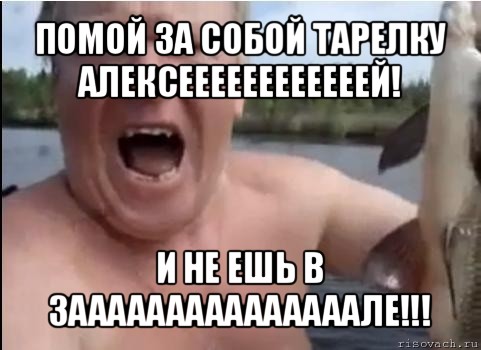 помой за собой тарелку алексеееееееееееей! и не ешь в зааааааааааааааале!!!, Мем ЙАААААААААААААЗЬ