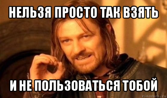 нельзя просто так взять и не пользоваться тобой, Мем Нельзя просто так взять и (Боромир мем)