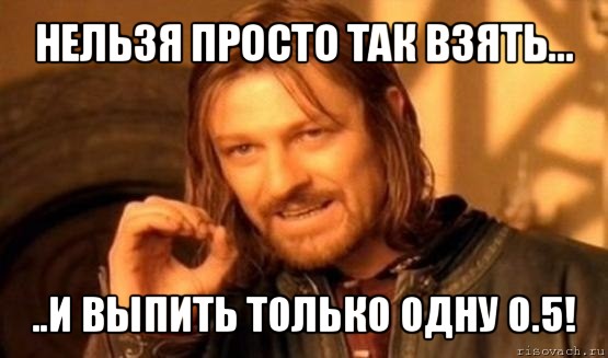 нельзя просто так взять... ..и выпить только одну 0.5!, Мем Нельзя просто так взять и (Боромир мем)