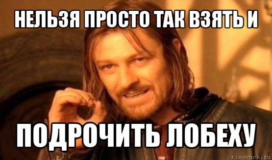 нельзя просто так взять и подрочить лобеху, Мем Нельзя просто так взять и (Боромир мем)