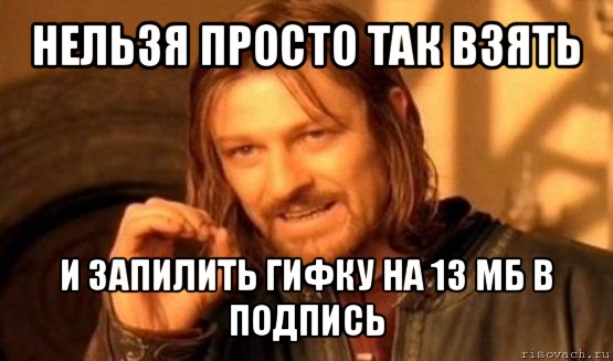 нельзя просто так взять и запилить гифку на 13 мб в подпись, Мем Нельзя просто так взять и (Боромир мем)