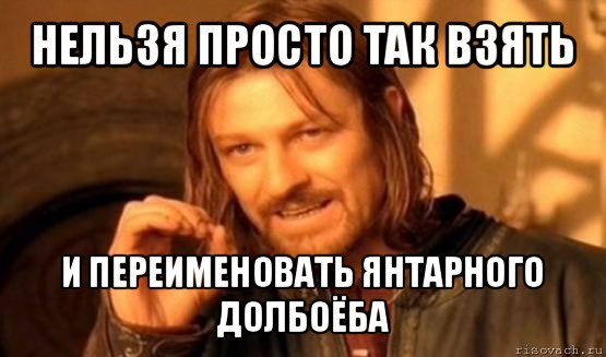 нельзя просто так взять и переименовать янтарного долбоёба, Мем Нельзя просто так взять и (Боромир мем)