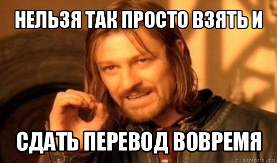 нельзя так просто взять и сдать перевод вовремя, Мем Нельзя просто так взять и (Боромир мем)