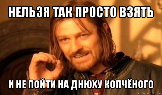 нельзя так просто взять и не пойти на днюху копчёного, Мем Нельзя просто так взять и (Боромир мем)