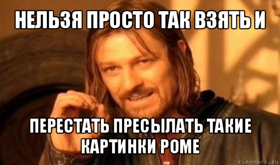 нельзя просто так взять и перестать пресылать такие картинки роме, Мем Нельзя просто так взять и (Боромир мем)