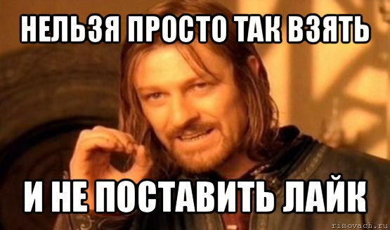 нельзя просто так взять и не поставить лайк, Мем Нельзя просто так взять и (Боромир мем)