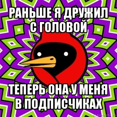 раньше я дружил с головой теперь она у меня в подписчиках, Мем Омская птица