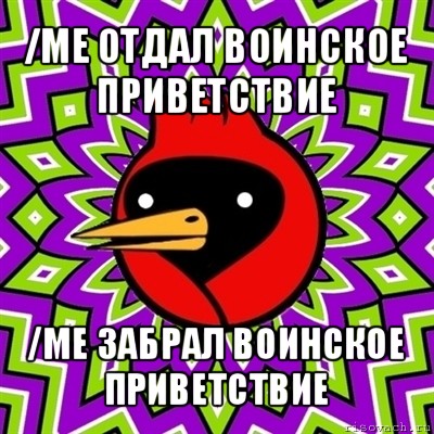 /me отдал воинское приветствие /me забрал воинское приветствие, Мем Омская птица