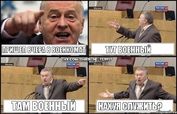 пришел вчера в военкомат тут военный там военный нахуя служить?, Комикс Жириновский