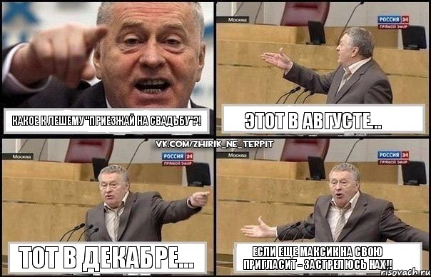 Какое к лешему "Приезжай на свадьбу"?! Этот в августе... Тот в декабре... Если еще Максик на свою пригласит - застрелюсь нах!!, Комикс Жириновский