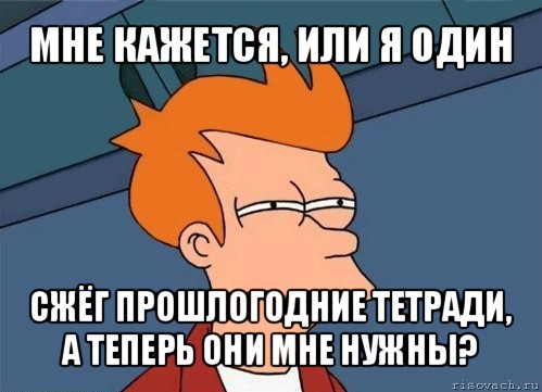 мне кажется, или я один сжёг прошлогодние тетради, а теперь они мне нужны?, Мем  Фрай (мне кажется или)