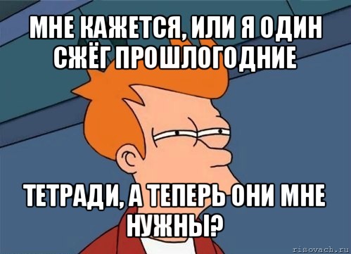 мне кажется, или я один сжёг прошлогодние тетради, а теперь они мне нужны?, Мем  Фрай (мне кажется или)