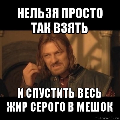 нельзя просто так взять и спустить весь жир серого в мешок, Мем Нельзя просто взять