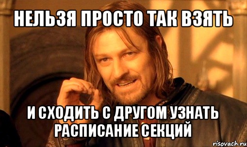 нельзя просто так взять и сходить с другом узнать расписание секций, Мем Нельзя просто так взять и (Боромир мем)