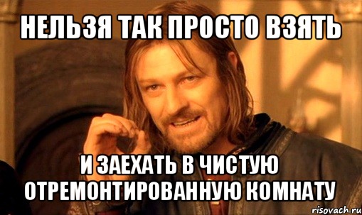 нельзя так просто взять и заехать в чистую отремонтированную комнату, Мем Нельзя просто так взять и (Боромир мем)